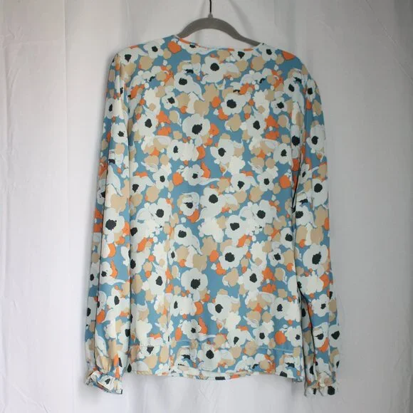 NWOT Joie Floral Fields Boho Blouse Blue White Orange Limited Edition 2XL Fem - Picture 3 of 12